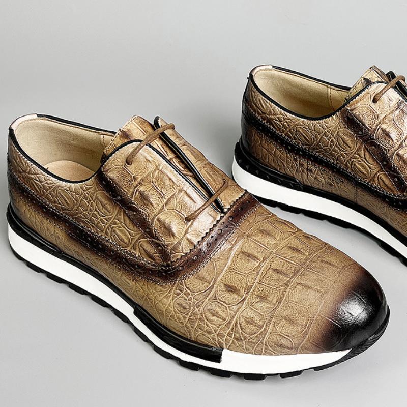 Fashion 2025 Fashion Luxury Designer Mens Oxfords Shoes Natural Cow Leather Crocodile Print Shoes B17