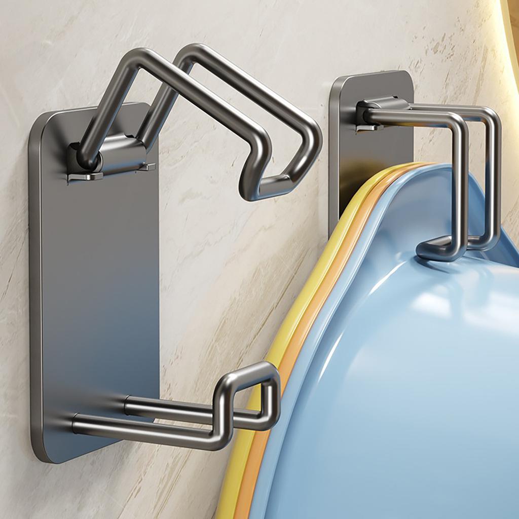 Foldable Hole-Free Sink Rack Wall-Mounted Washing Basin Hook for Kitchen and Bathroom
