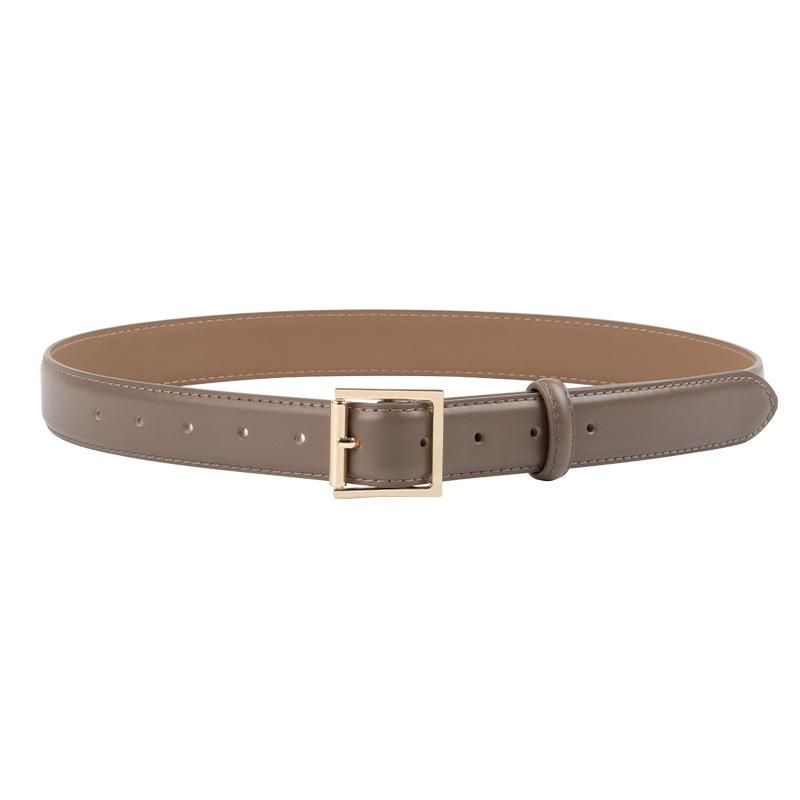 Square Buckle Genuine Leather Women's Belt 2.8 Cowhide with Jeans Casual Pants Decorative Women's Versatile Belt