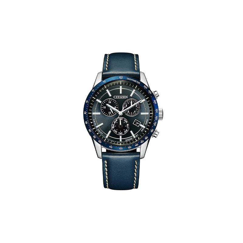 CITIZEN Eco-Drive Series Chronograph Quartz Leather Strap Men s Watch Black Dial BL5490-09M чёрный