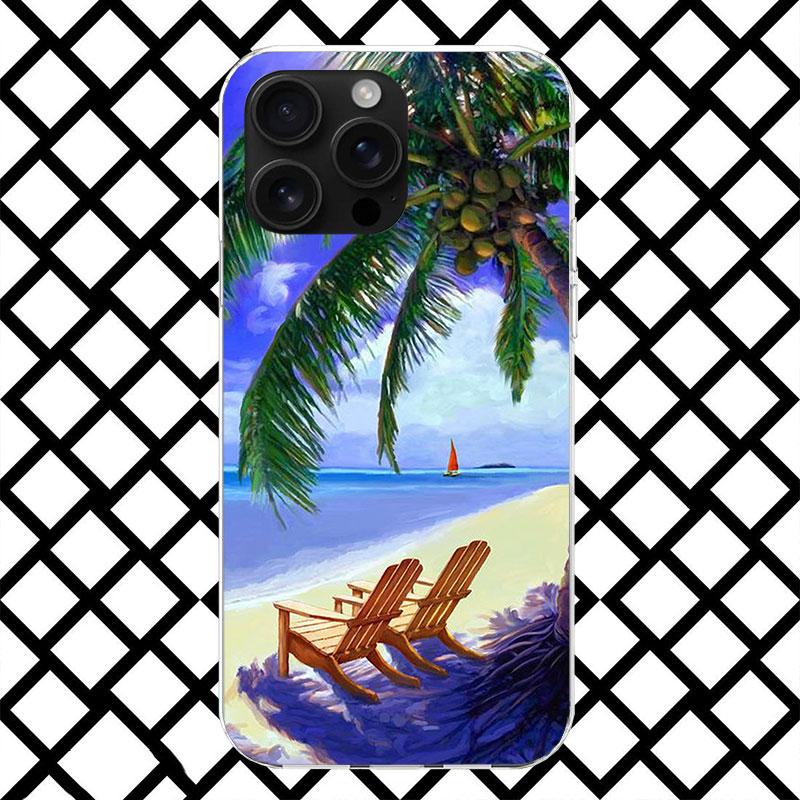 Summer Beach Sunset Sea Palm Tree Phone Case for iPhone 17 Air 16 16E 15 14 Plus 13 Mini 12 11 Pro Max 7 8 + SE 2020 Soft Cover