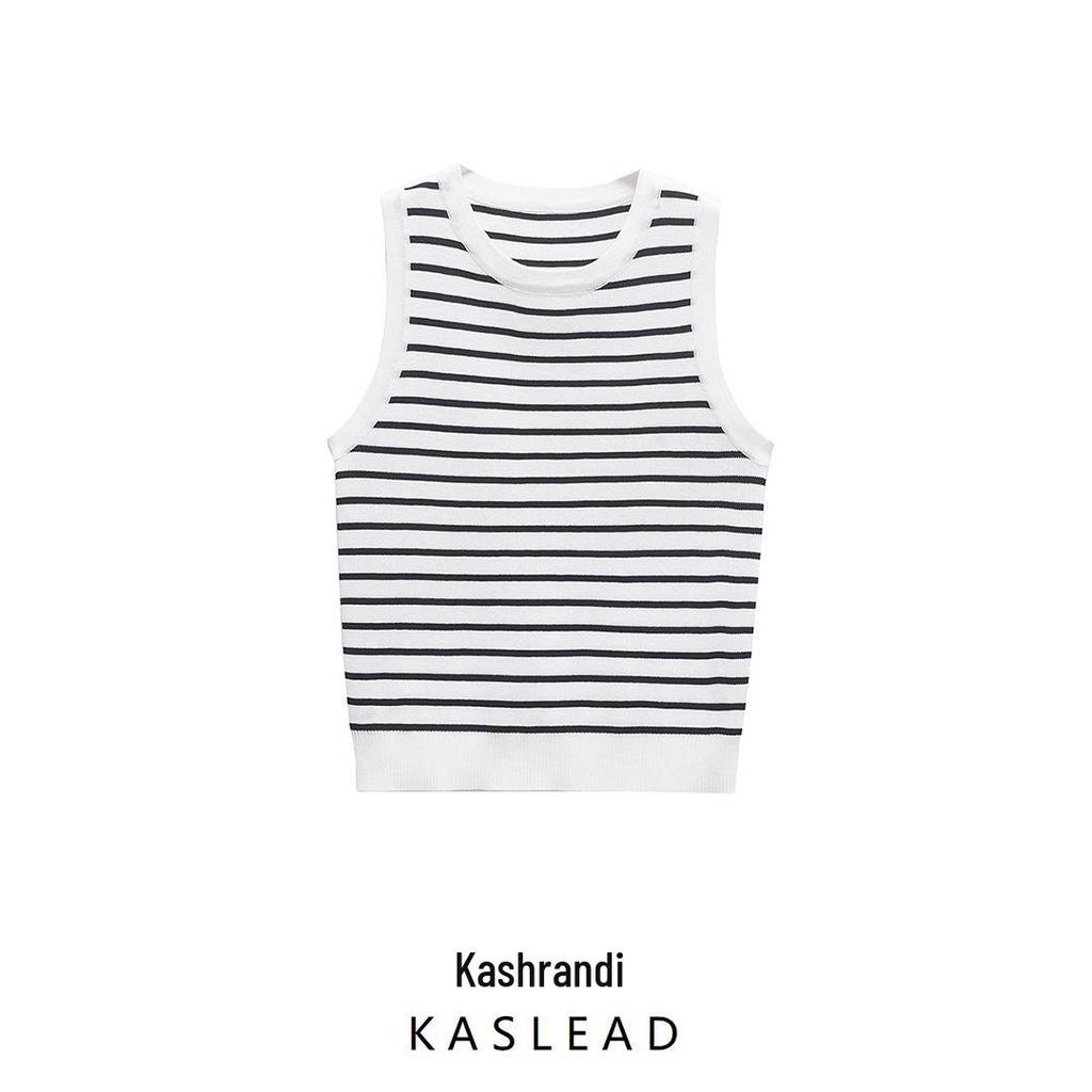 2025 Spring Women's European & American Style Sleeveless Round Neck Knitted Top
