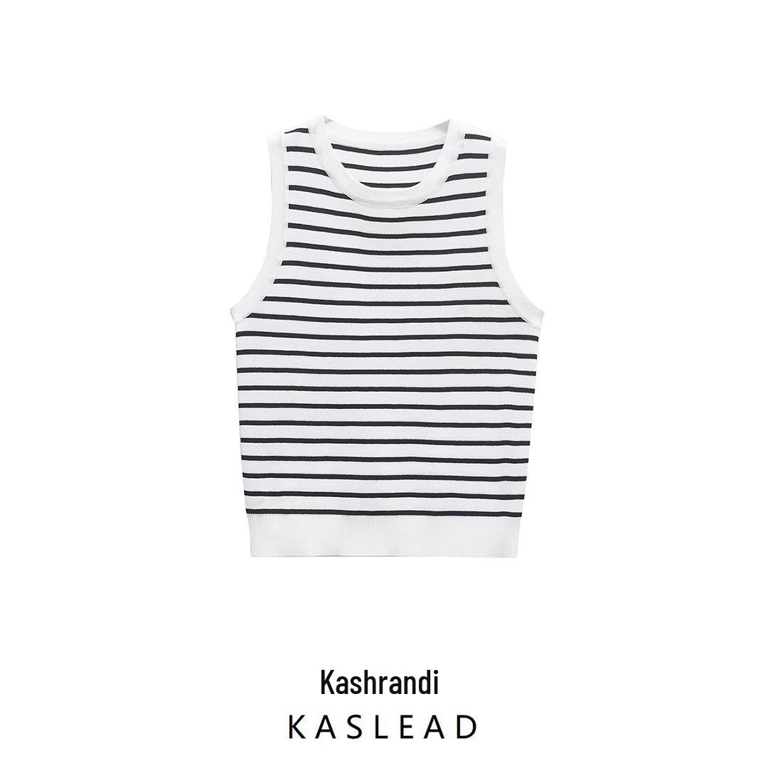 

2025 Spring Women s European & American Style Sleeveless Round Neck Knitted Top S