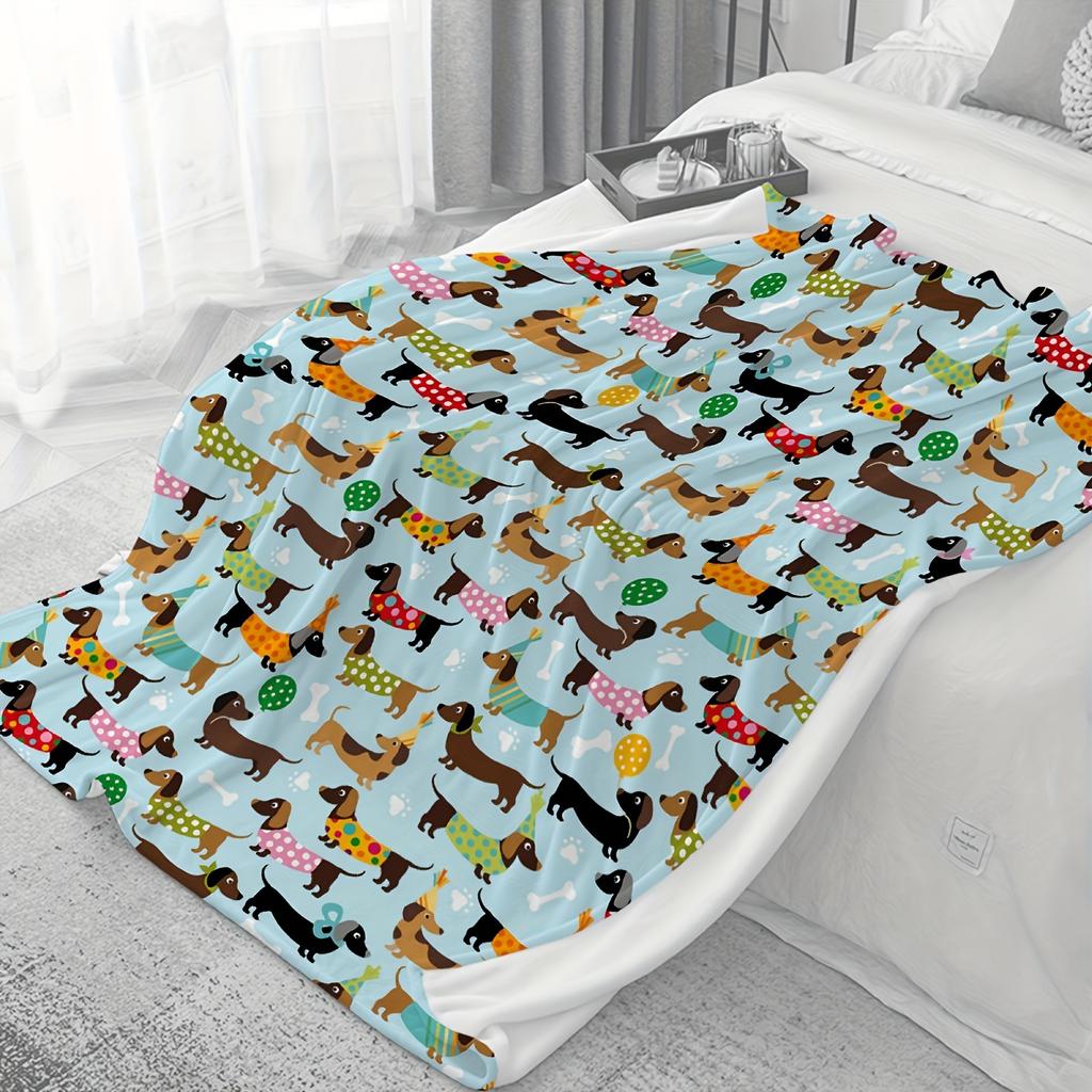 Dackel Welpen Flanelldecke - Rustikale Bandanas & Polka Dots | Weich Warm Ganzjährig, Büro Camping Zuhause, Geschenk für Hundeliebhaber