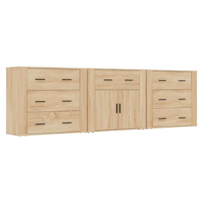 VidaXL Buffets 3 pcs Chêne sonoma Bois d'ingénierie 3185426