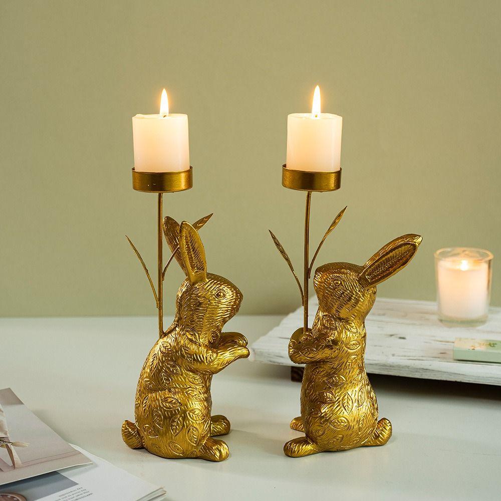 Resin Candlestick Ornament Delicate Easter Decoration Easter Ornament Candle Stand  Room Party