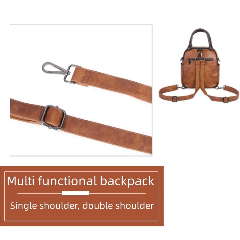 Women's Backpack Multifunctional and Fashionable, Paired with Genuine Leather Shoulder Bag, Diagonally Crossed, Hand-held, Retro Single Shoulder
