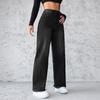 Womens High Waist Straight Leg Wide Jeans No Stretch Denim Pants Street Style