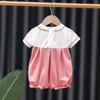 Newborn Baby Girl Embroidered Hanfu Romper - Cute Chinese Style Short Sleeve Summer Bodysuit for Outings