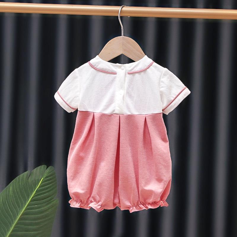 Newborn Baby Girl Embroidered Hanfu Romper - Cute Chinese Style Short Sleeve Summer Bodysuit for Outings