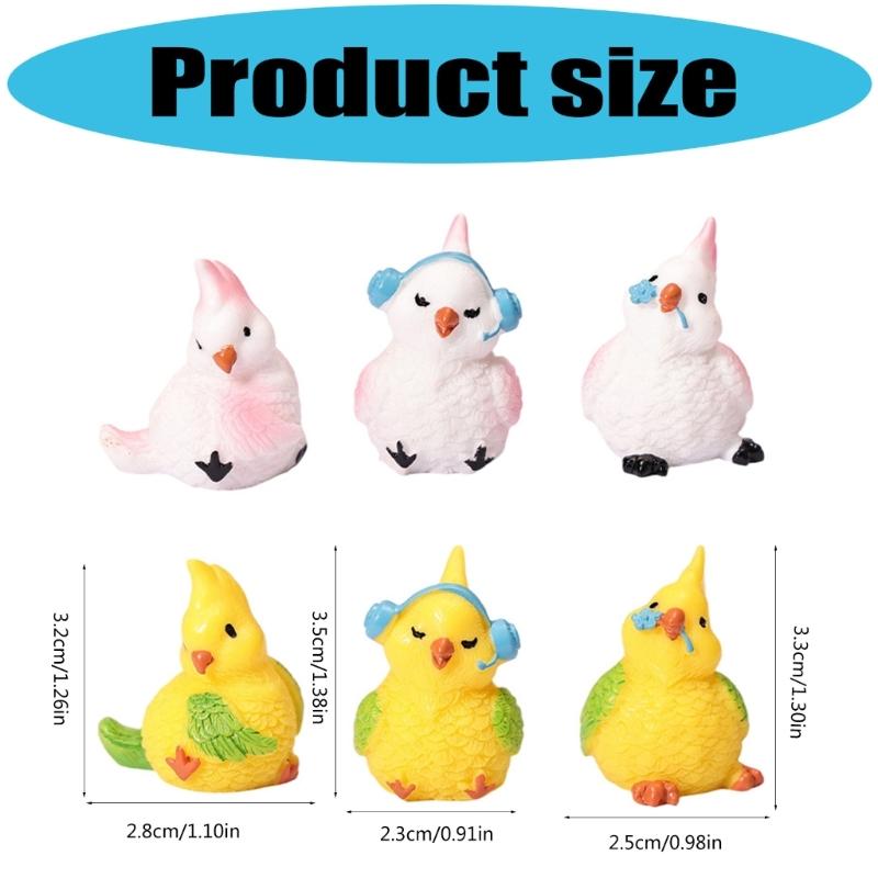 Parrot Figurines Mini Parrot Decors Waterproof Toy Playsets Miniature Doll Garden Figurines Cake Toppers Parties Favor