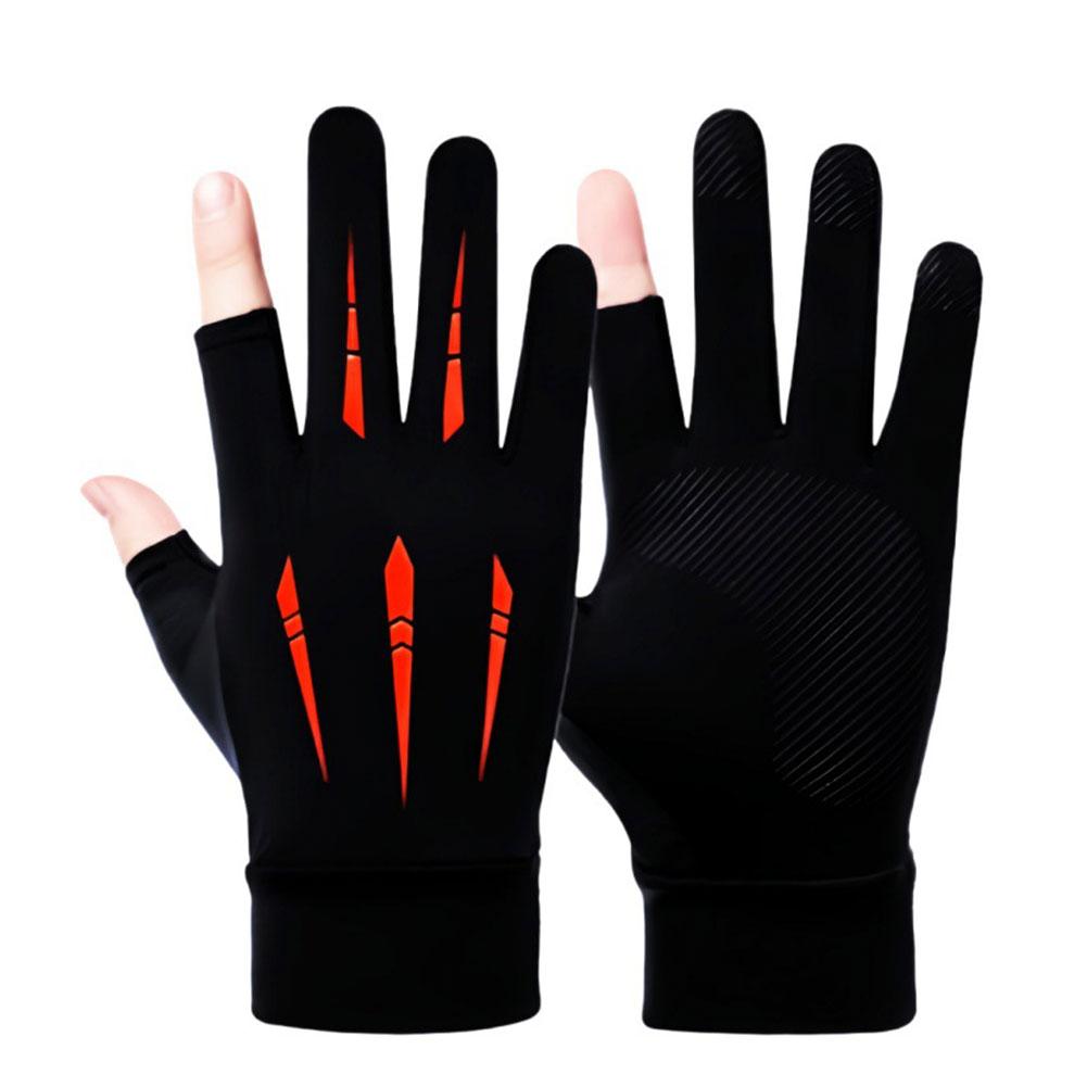 Men's Summer Fishing Gloves Ice Silk Non-Slip Sun Protection Motorcycle Gloves Outdoor Sports C K9H5