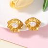 Vintage Vintage Medieval Beach Imitation Pearl A variety of unique conch shapes, beach vacation style stud earrings