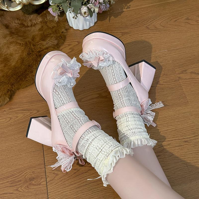 New women's Mary Jane high-heeled sandals fashionable versatile lightweight heightening cool princess style bow decoration