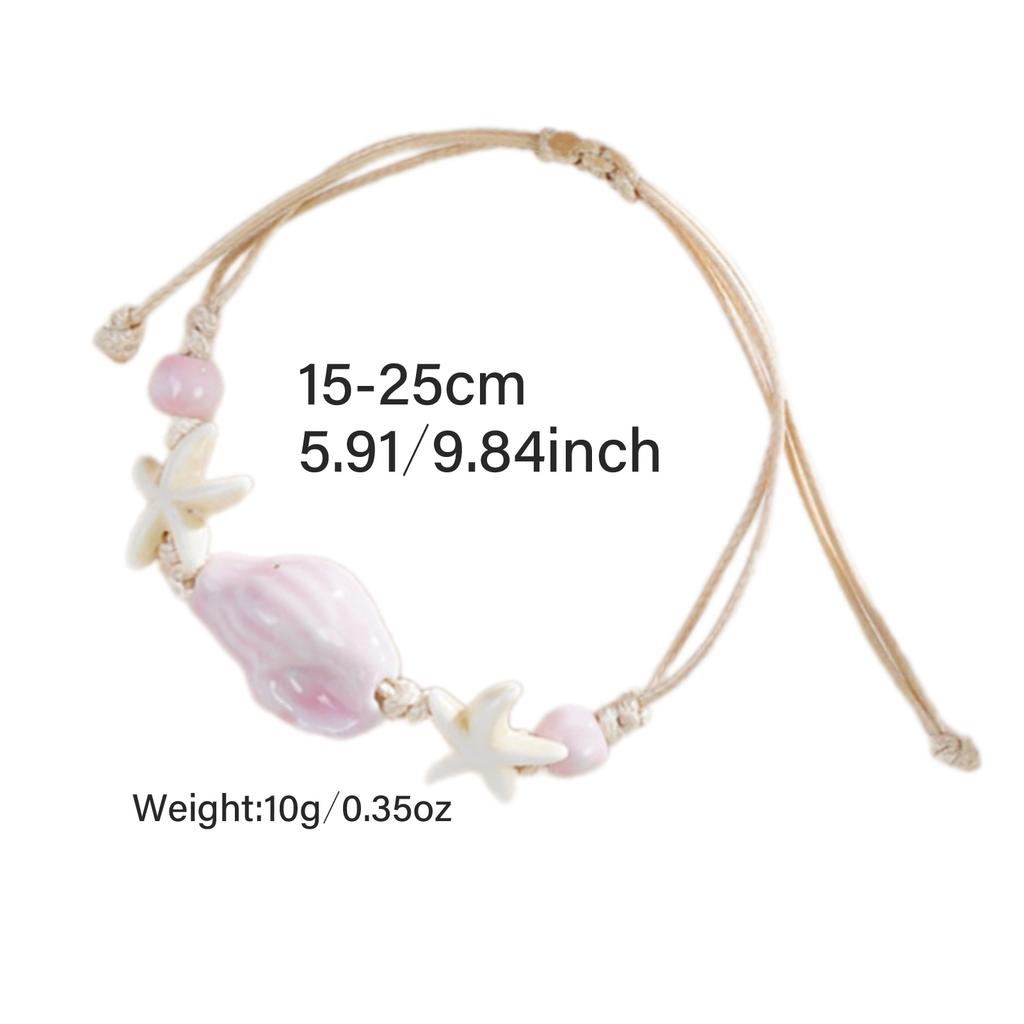 Stylish Marine Inspired Ceramic Starfish Conch Beaded Bracelet For Women Handmade Beach Bangle Stackable Jewelry