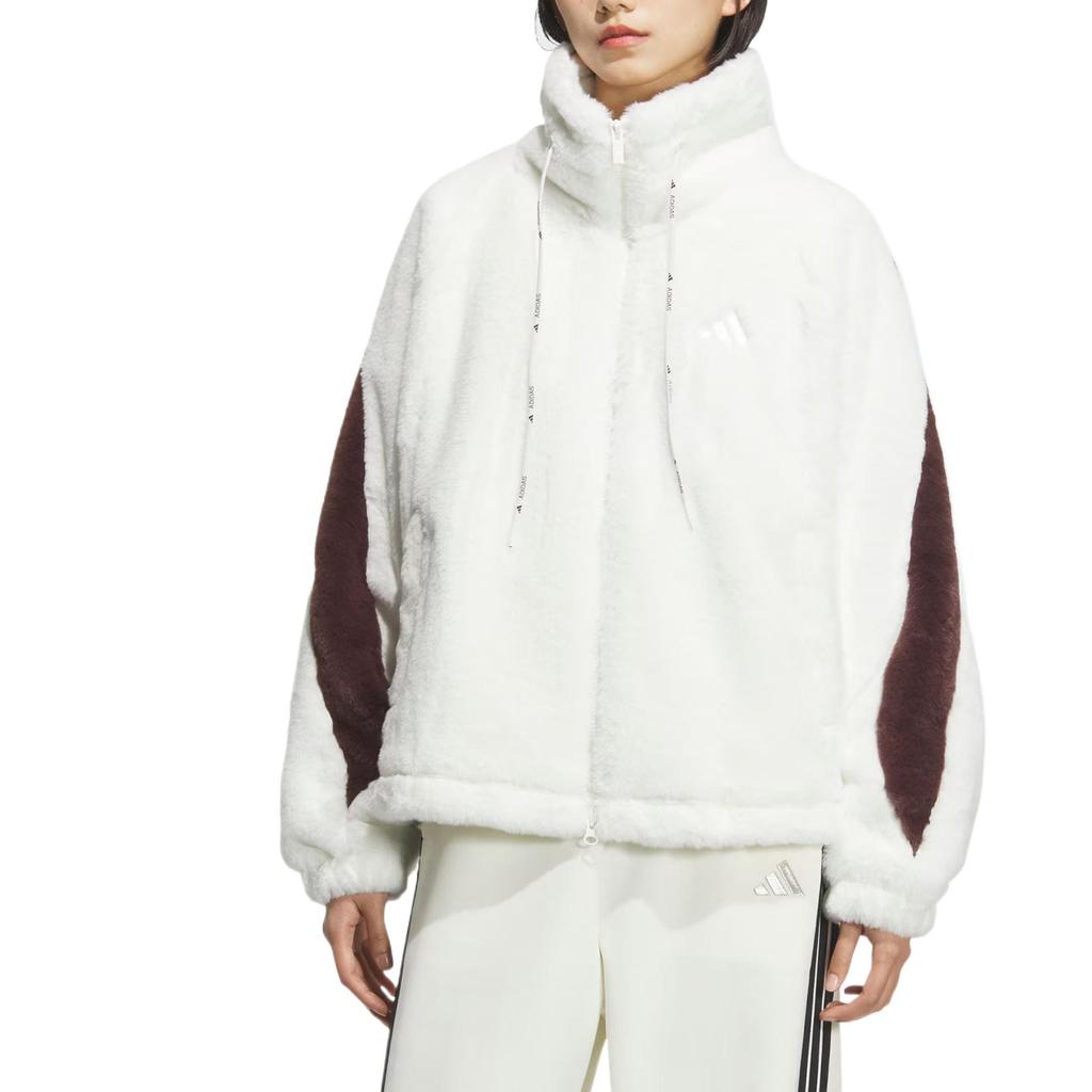 Adidas Originals Faux Fur Stand Collar Jacket Women's Warm Coat White KC0079