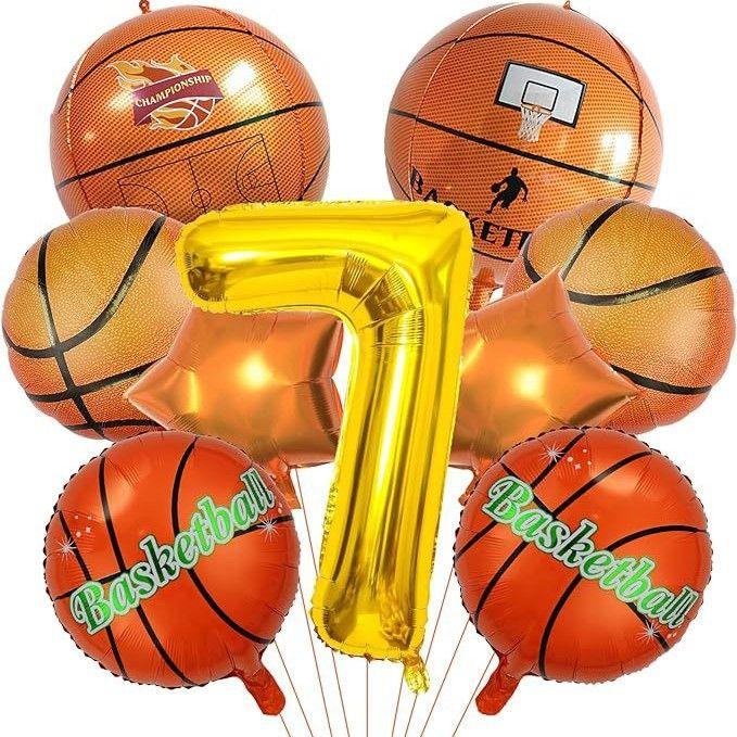 18-inch aluminum foil basketball-shaped balloons for boys' parties, ideal for decorating children's birthday parties
