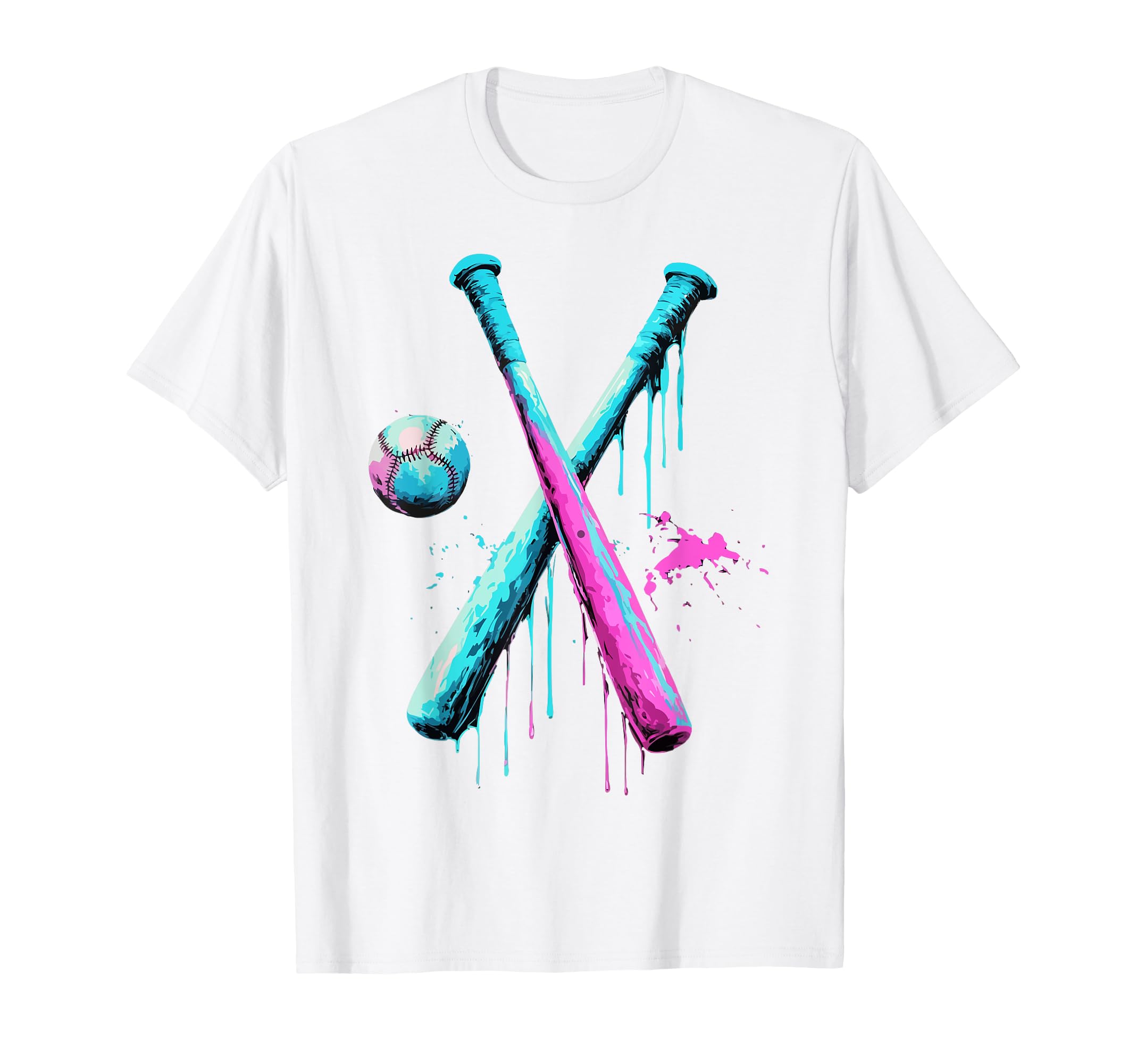 

Футболка с дизайном бейсбольной биты с подтеками и посыпкой, арт для фаната бейсбола белый