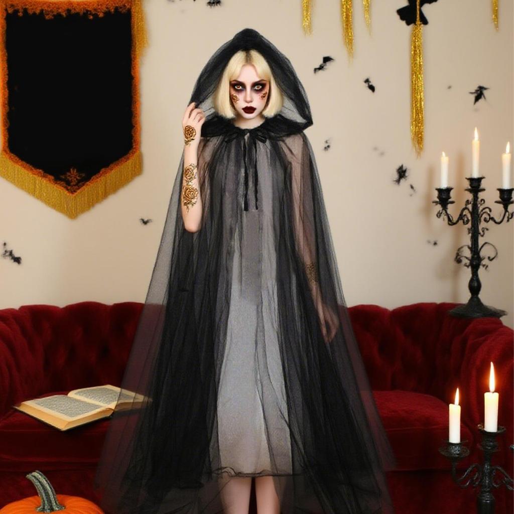 Hooded Cloak Costume Spooky Hooded Robe Cloak For Cosplay Halloween Cosplay Costume For Masquerade Balls Photography Party Fancy