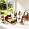Doll House Miniature Furniture Kitchen Toy Dining Table Dollhouse Accessories Vintage Chinese Bedroom For Girl Gift