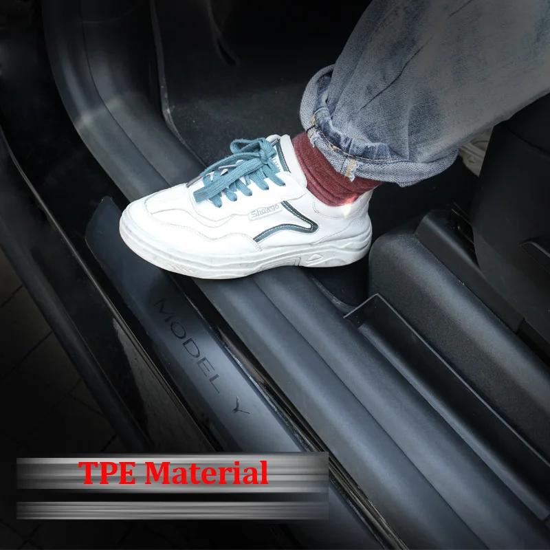 Accesorii ModelY Protect pentru Tesla Model Y 2022 2023 Capac de protecție a pragului ușii din față Apărătoare pentru plăci pragului portbagajului interior TPE