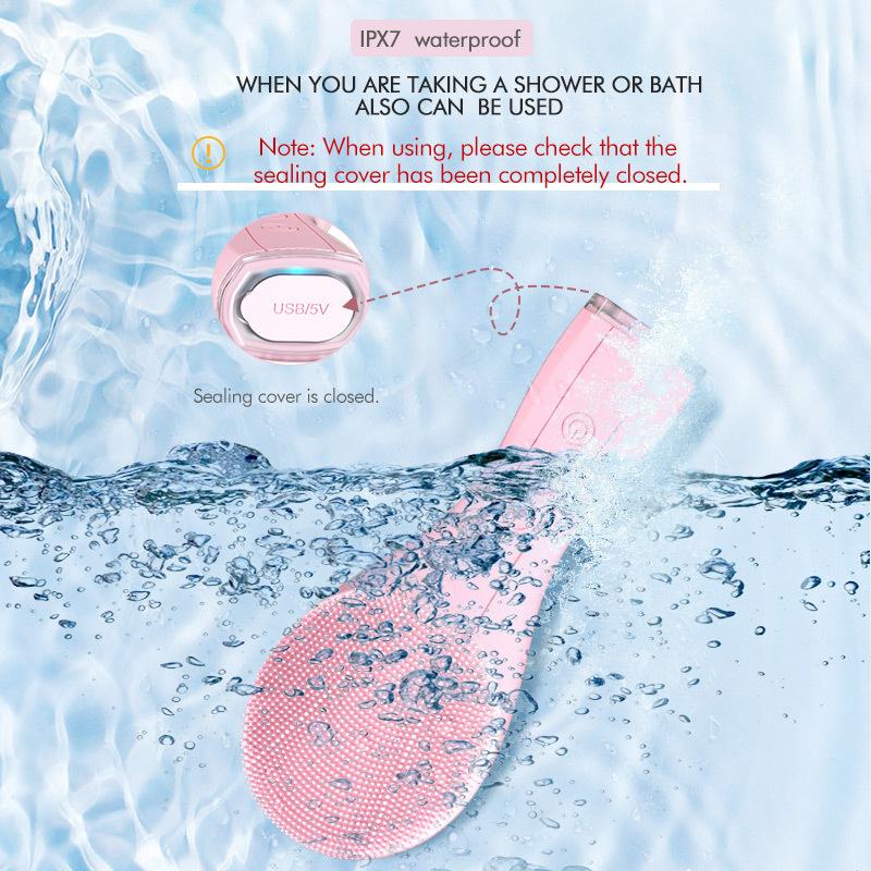 New Silicone Cleanser Electric Face Wash Instrument Introducer Waterproof Ultrasonic Pore Cleaner Overseas