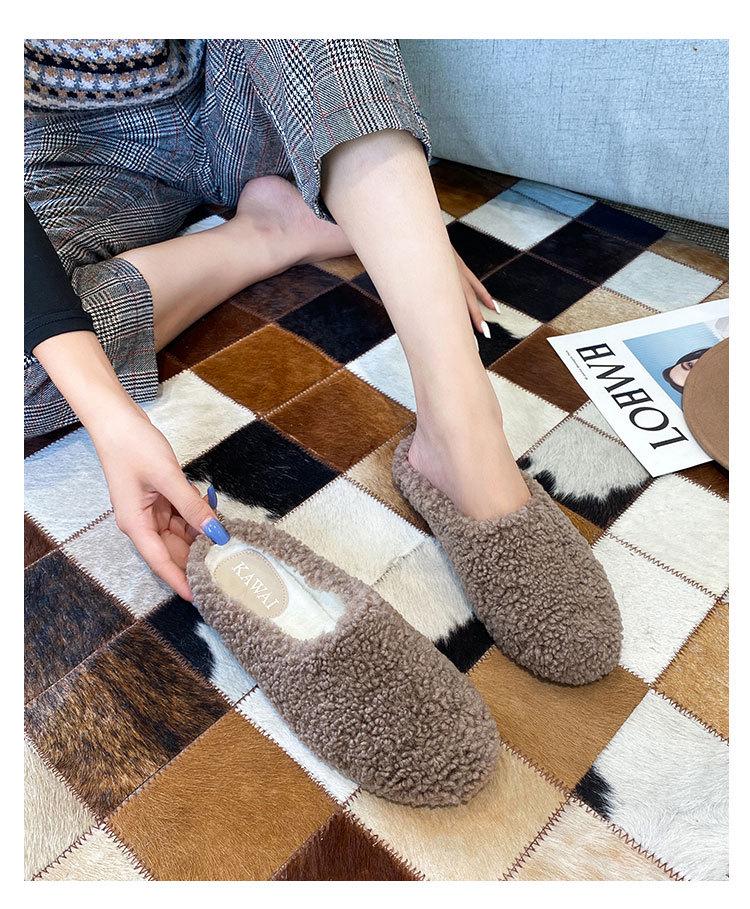 2025 Women's Lambswool Furry Flat Slippers: Cozy Autumn/Winter Casual Footwear