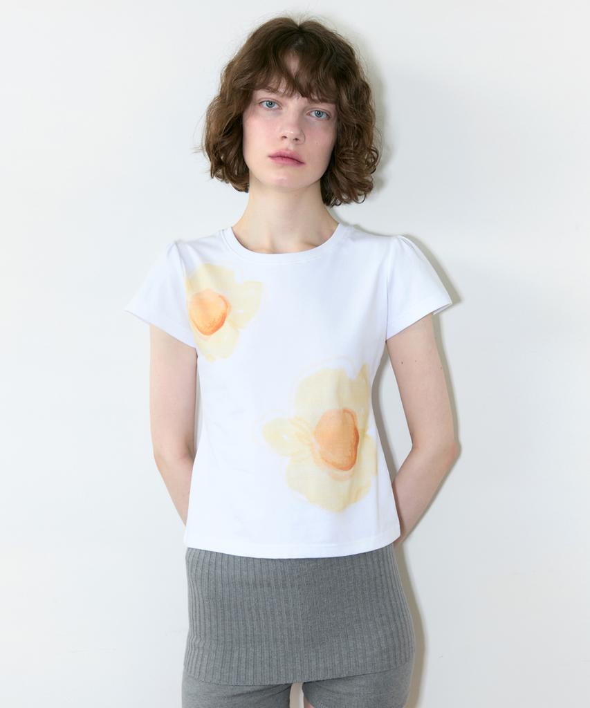 SINOON Egg Flower Puff T-Shirt (White)