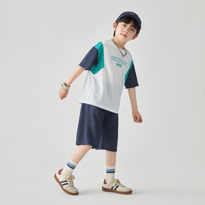 Boys' Geometric Color-block T-shirt & Shorts Sport Set
