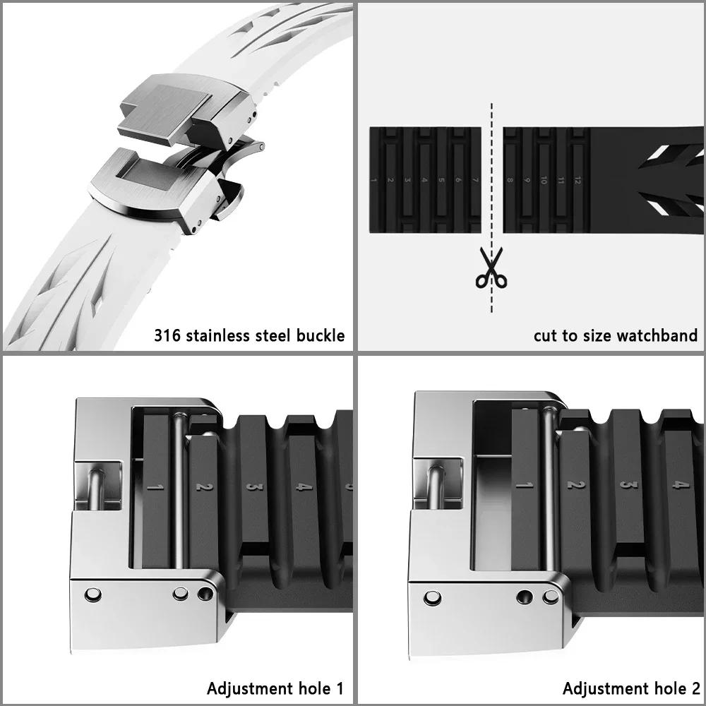 Silicone Band for Apple Watch Ultra 2 49mm 10 46mm 9 8 7 45mm 44mm Premium Bracelet for Iwatch Series 6 5 4 Se Cut To Size Strap