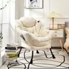 Costway Modern Polyester Fabric Lazy Chair Single Sofa Chair W Side Pocket Beige