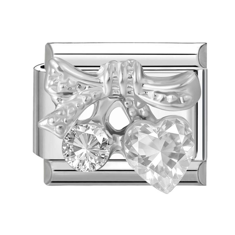 Shiny Bow Knot Butterfly Heart Star Zircon Water Drop Italian Charm Links Fit 9mm Stainless Steel Bracelet Women DIY Making