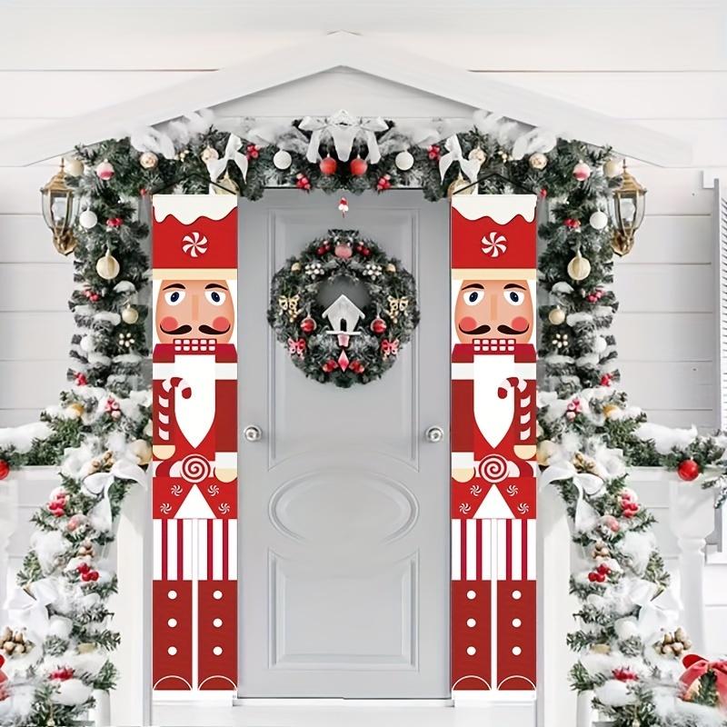 A Pair of Christmas Banners Featuring a Red Nutcracker, Perfect for Holiday Celebrations. Ideal for Both Indoor And Outdoor Decorations, Suitable for