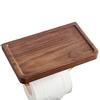 Black Walnut Wood Toilet Paper Holder with Storage Rack - Wall-Mounted Tissue Dispenser for Bathroom and Hotel Use