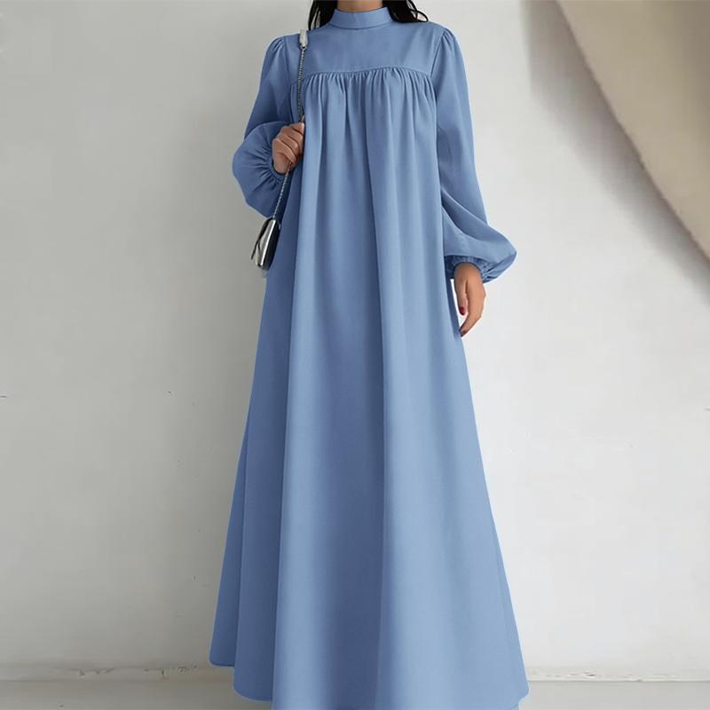 ZANZEA Damen Lässig Rundhals Elegant Locker Langarm Kleid
