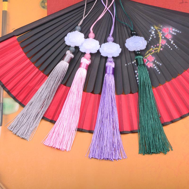 2pcs/Lot White Lotus Pendant Tassel Hanging Tassel Silk Fringe Bangs Flower Tassel Trim Key For Curtains Home Decor Accessories