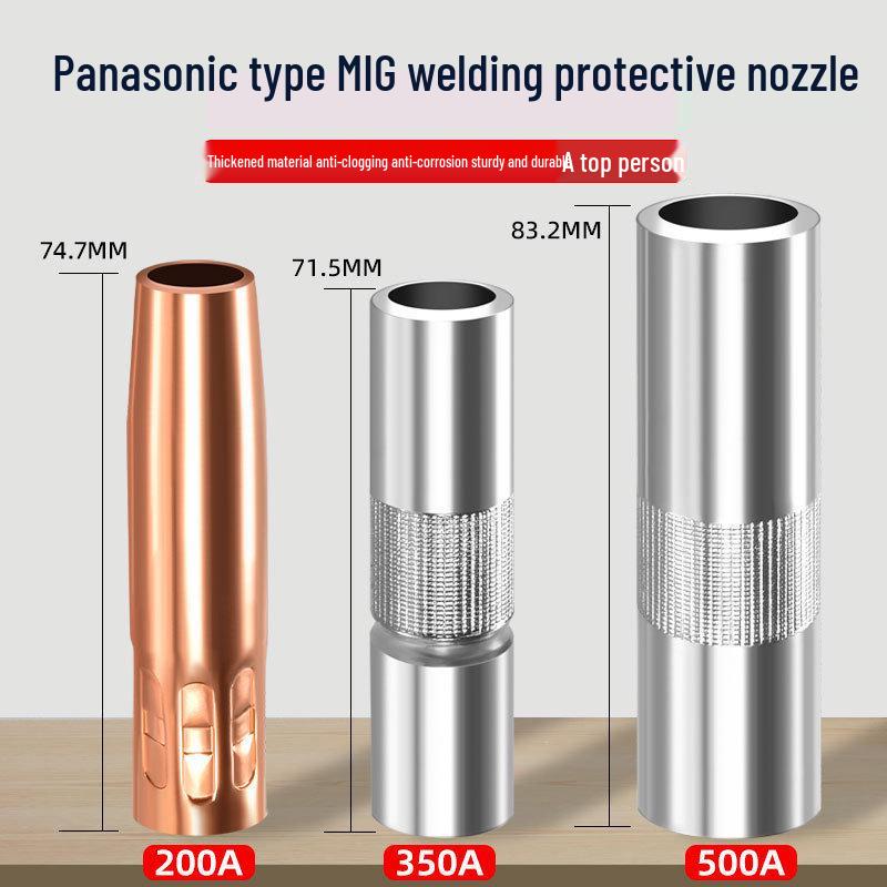 MIG Welding Protective Nozzle & Sleeve Set: 200A-500A Thickened Purple Copper for Gas Shielded Welding