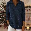 Effen Pullover Lange Mouwen Omgeslagen Kraag Losse Pasvorm T-shirt