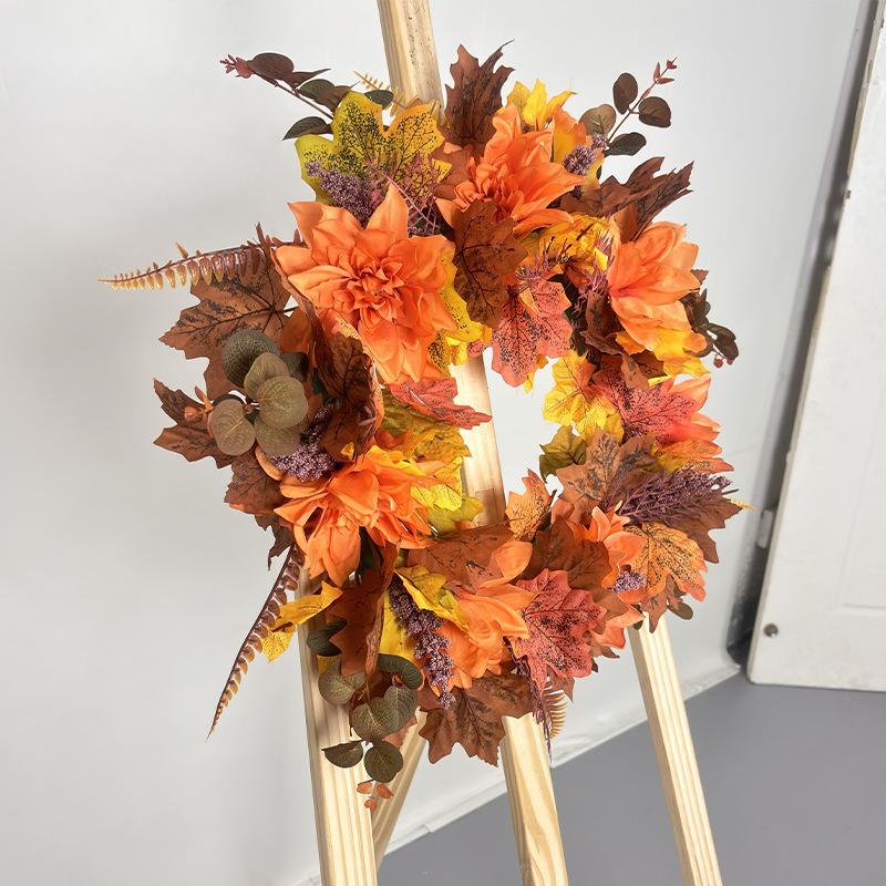 New Autumn Harvest Festival Wreath for Door or Wall - Thanksgiving Floral Home Decoration