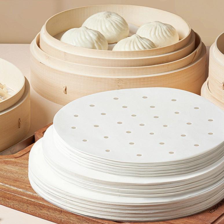 Non-stick Disposable Steamer Mat for Mantou & Baozi - Round Silicone Oil Paper