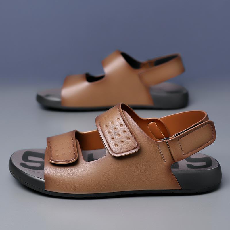 

Кожаные сандалии мужские 2025 лето новая модная обувь на мягкой подошве деловая повседневная обувь мужская обувь микрофибра тапочки мягкая кожа 44