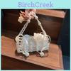 Urban Minimalist Pearl Chain Small Purse With Woven Material For Daily Use