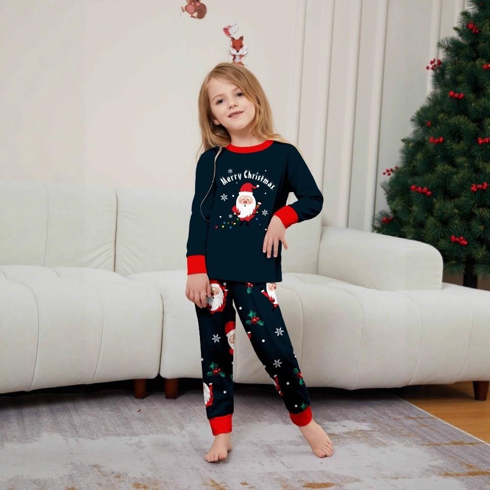 Christmas Family Matching Outfits Cute Santa Soft Loose Christmas Pyjamas Set Top+Pants Printed Adult Kids Loungewear Dad Mom