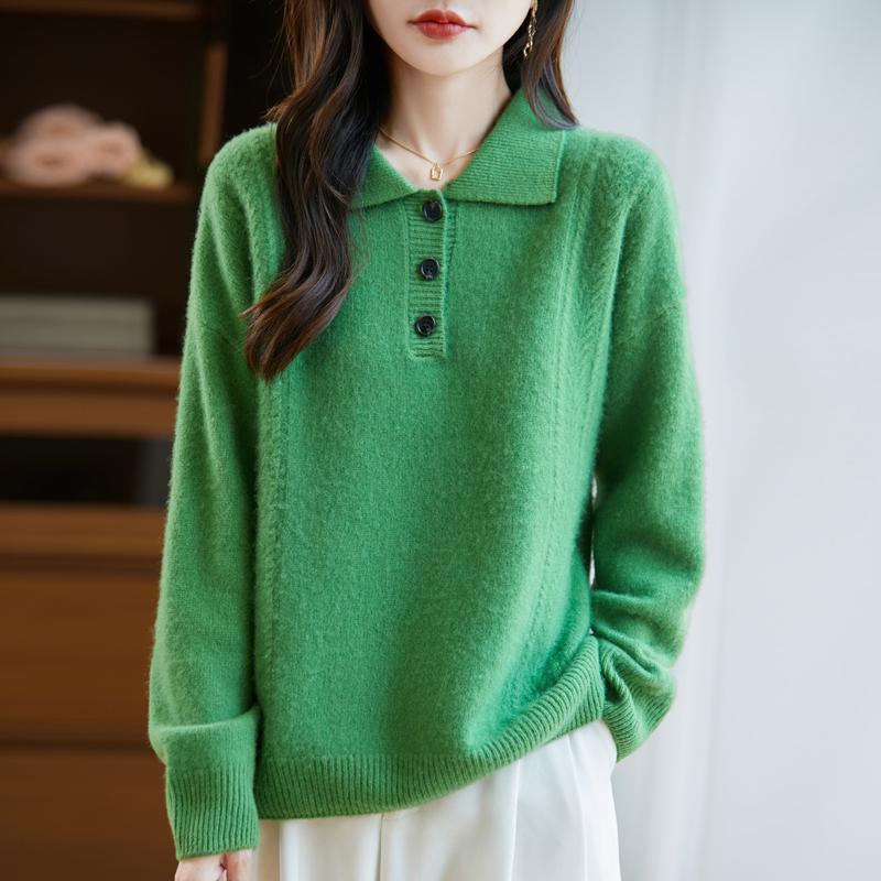 Women's cashmere sweater Qinghe cashmere 30% cashmere 70% wool autumn and winter pullover warm and fashionable