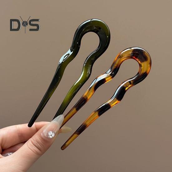 Acrylic Hair Fork Wave U-Shaped Hairpin Women Back Head Bun Headgear Lightweight Daily Use Hair Accessory