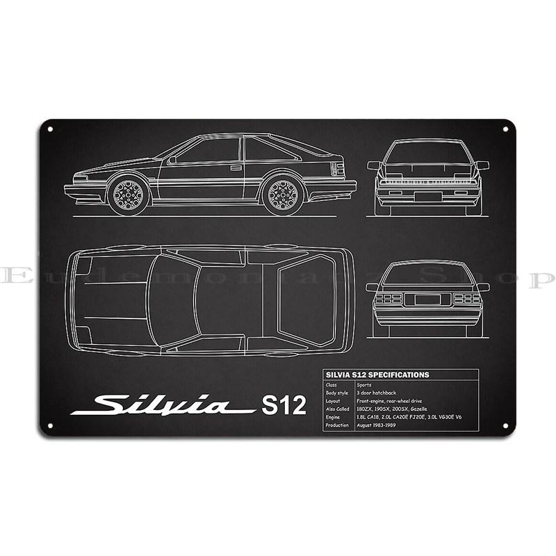 Silvia S12 In Black Metal Signs Club Club Home Party Customized Tin Sign Poster