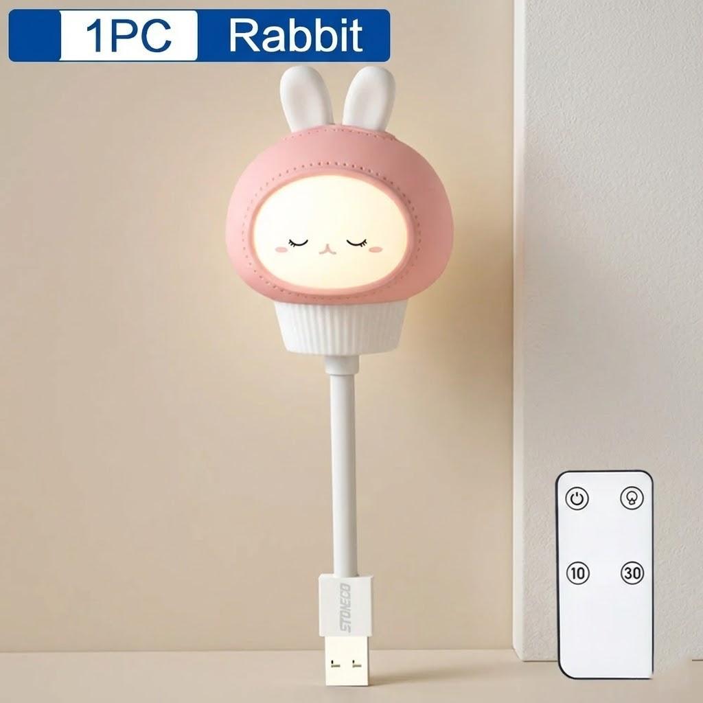 

USB LED Night Light Cute Cartoon Bear Cat Rabbit Duck Decorative Lamp Bedside Decor Lights for Bedroom Ambient Lighting