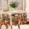 1 Piece, Charming Scarecrow With Autumn Harvest Tablecloth, Rustic Grid And Farmhouse Atmosphere, Pumpkin, Sunflower