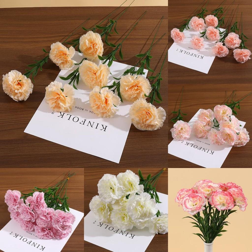 Carnation Silk Flower Bouquet For Home Office Wedding Decor Photography Prop