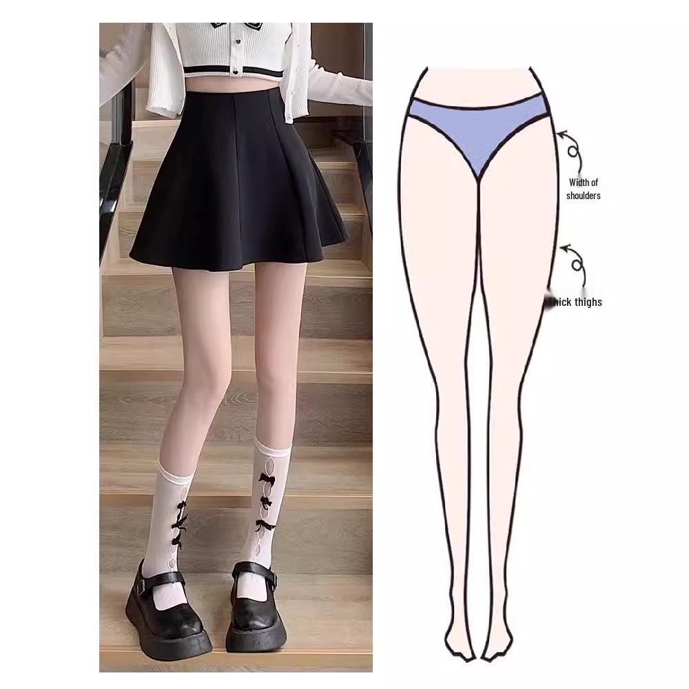 Women's 2025 High Waist Black A-Line Midi Skirt – New Summer Fashion